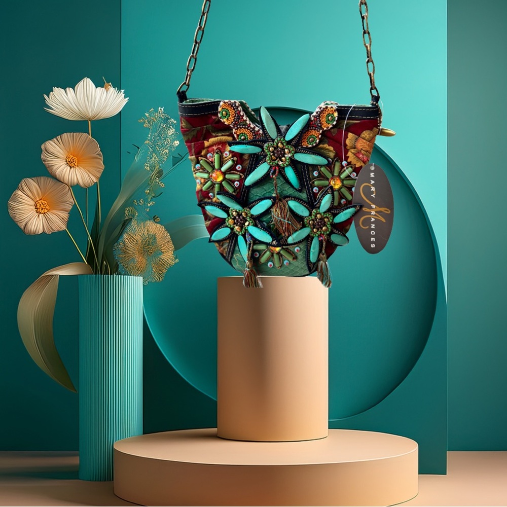Mary Frances “Garden Goddess” Beaded Floral Crossbody Bag
